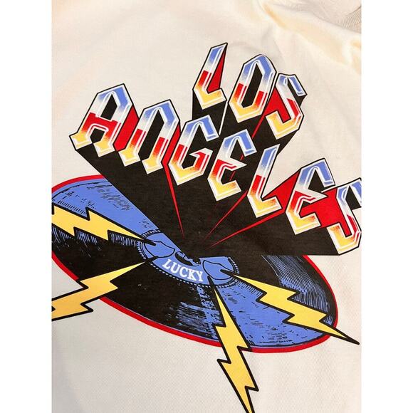 NWT Lucky Brand Mens Los Angeles Graphic Print T-Shirt Short Sleeve Cream Size L - Picture 3 of 6